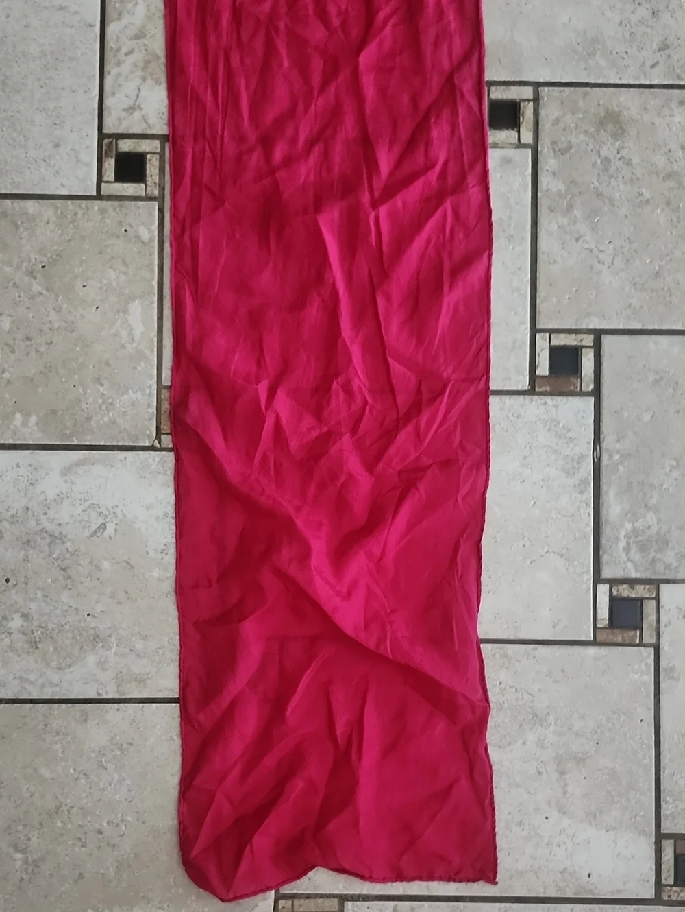 Vtg Made In Korea Sanded Silk Fuschia Pink Scarf
